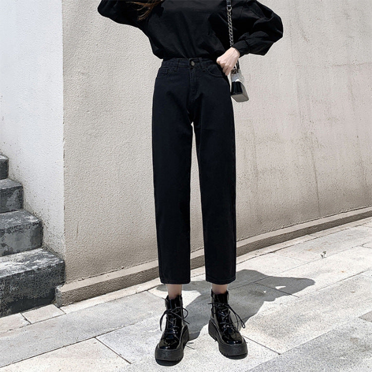 Women's Jeans Loose And Thin Nine Point Straight Wide Leg Pants