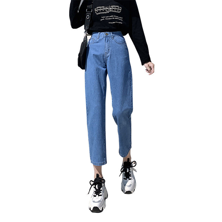 Women's Jeans Loose And Thin Nine Point Straight Wide Leg Pants