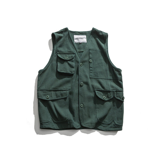 Multi-pocket Waistcoat American Casual Vest Unisex Vest