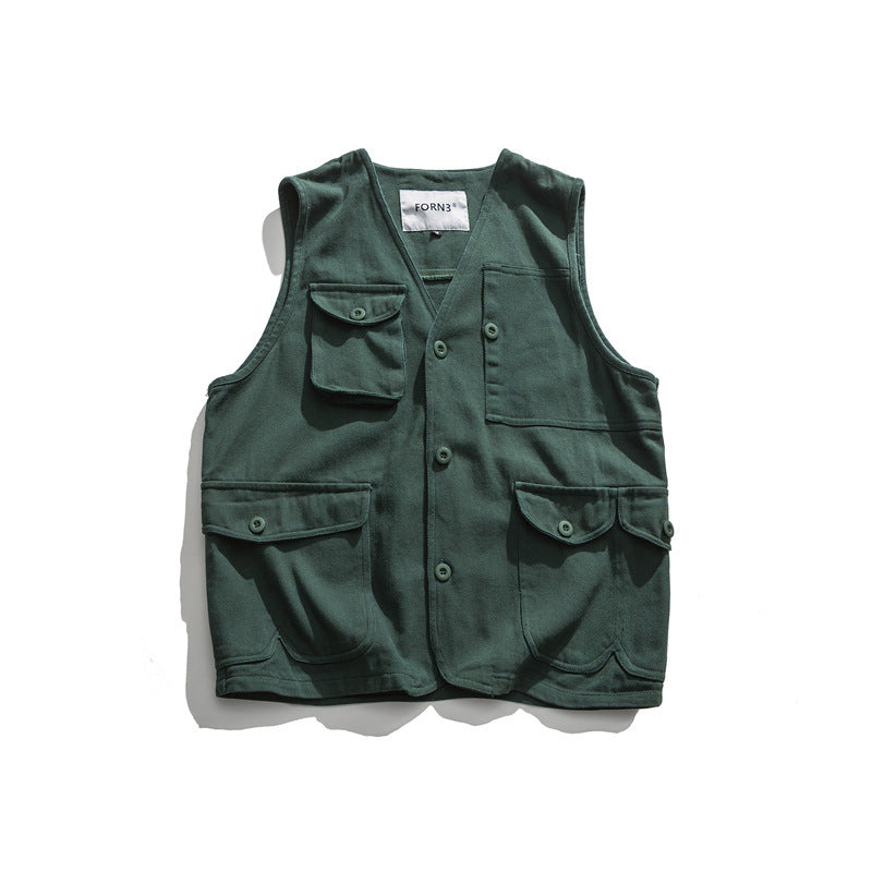 Multi-pocket Waistcoat American Casual Vest Unisex Vest