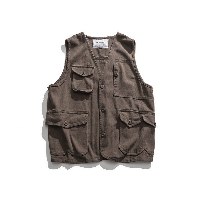 Multi-pocket Waistcoat American Casual Vest Unisex Vest