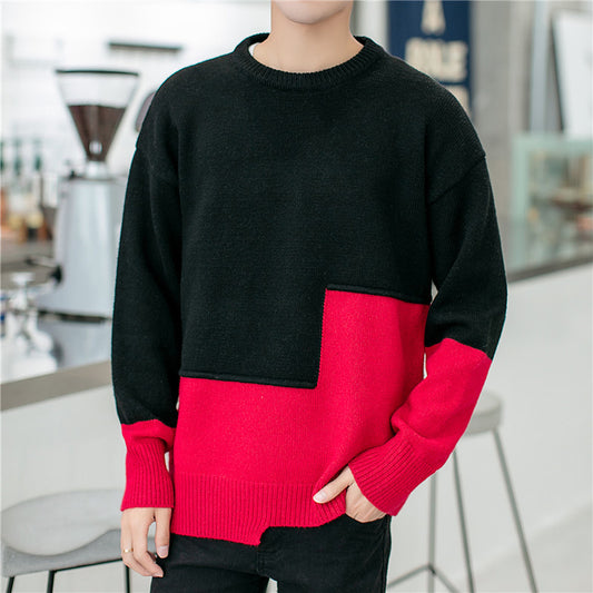 Sweater med personlighedssyninger Herre Rundhals Varm Strikket Sweater