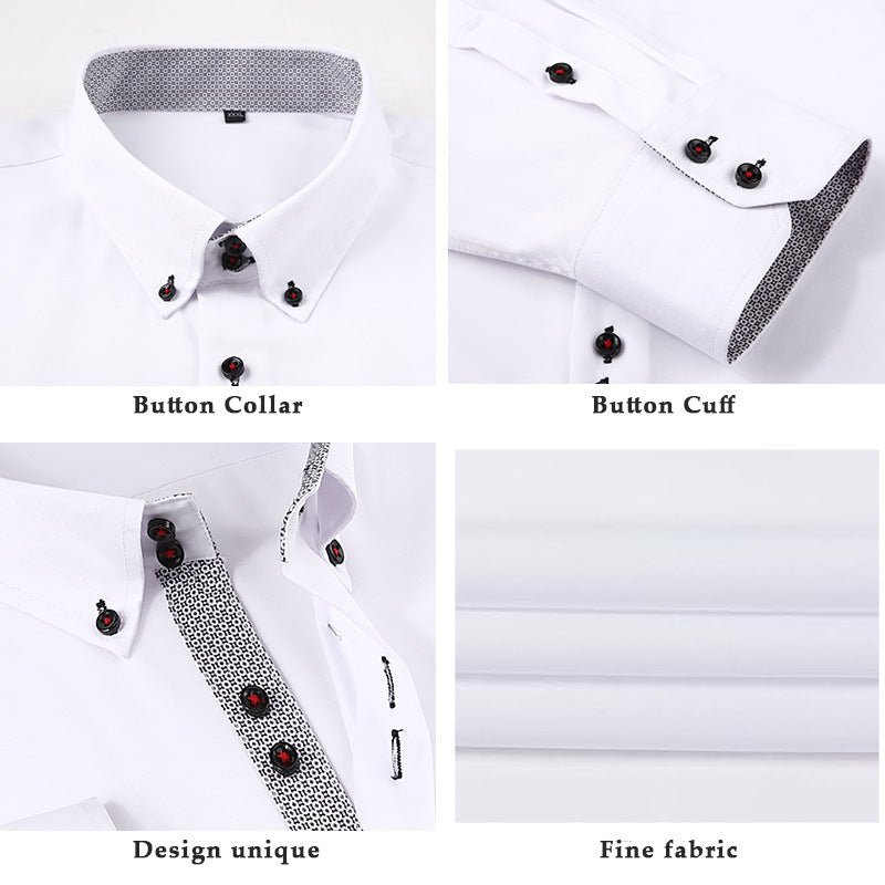 Men's Casual Business Plus-Size Long-Sleeve Shirt