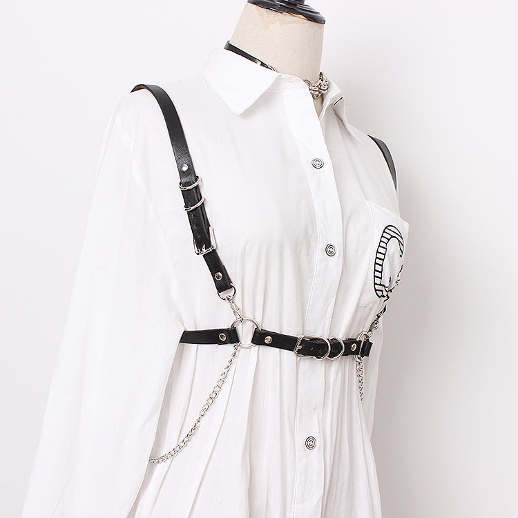 Women's leather belt chain waist chain