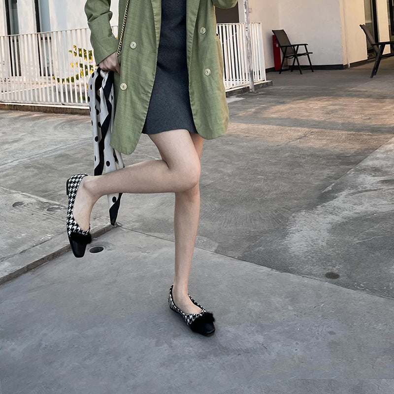 Fashion Plush Stitching Casual Pump Flats