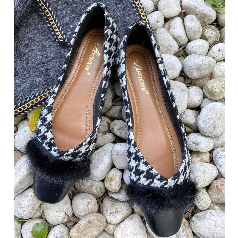 Fashion Plush Stitching Casual Pump Flats