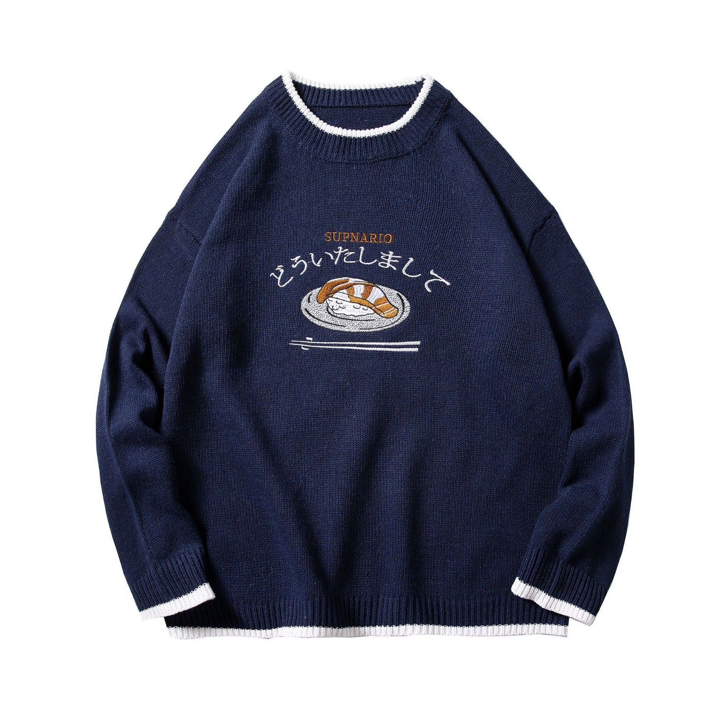 Cartoon Anime Retro Hit Color Round Neck Loose Men's And Women's Pullover Sweater
