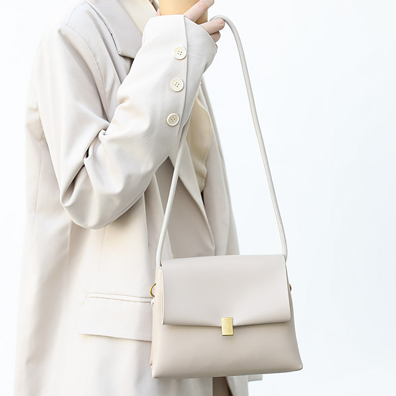 Fashion Soft Leather Shoulder Bag Double Flap Crossbody Female Bag