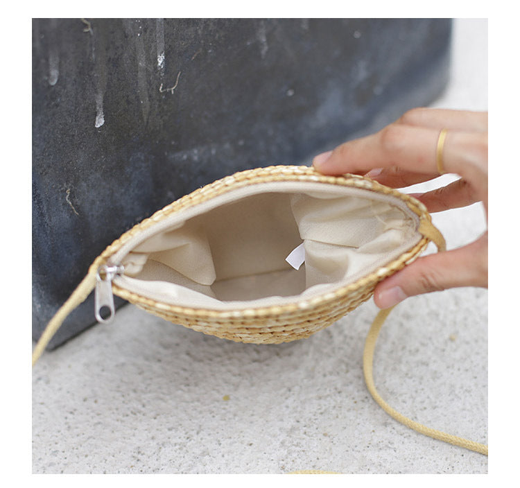 StrawBag Wheat Straw Female Beach Korean Style Handmade Straw Messenger Small Bag