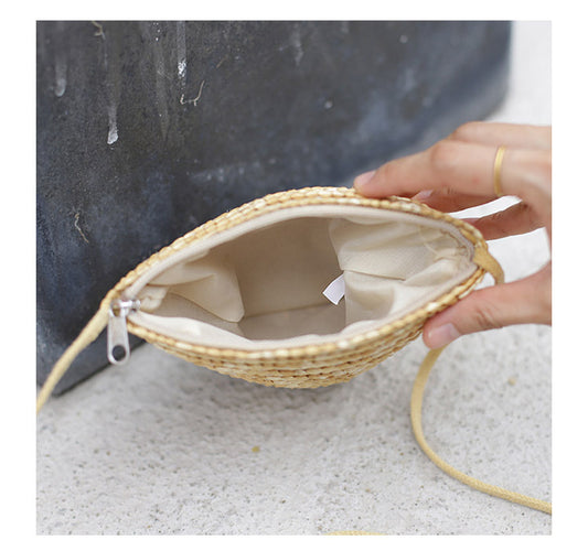 StrawBag Wheat Straw Female Beach Korean Style Handmade Straw Messenger Small Bag