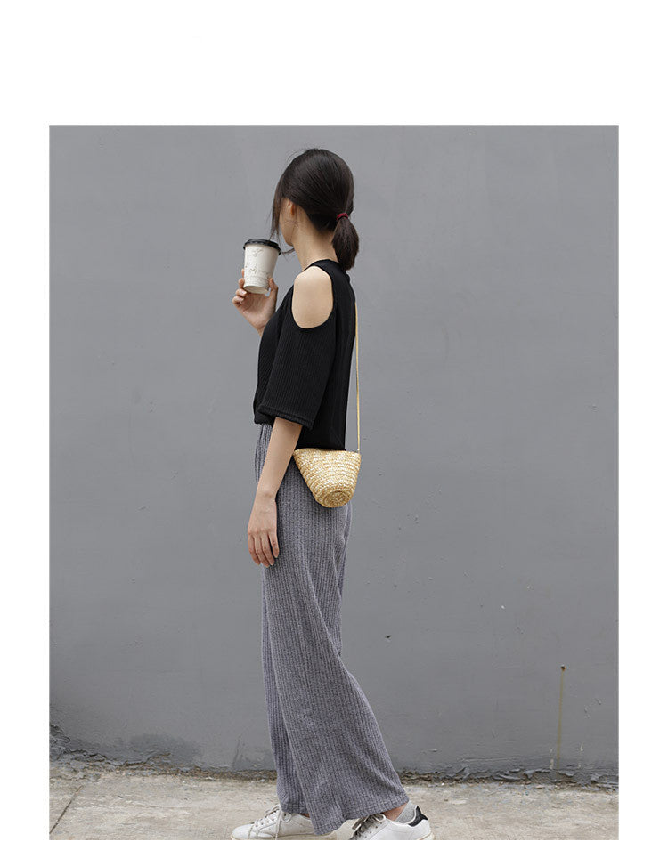 StrawBag Wheat Straw Female Beach Korean Style Handmade Straw Messenger Small Bag