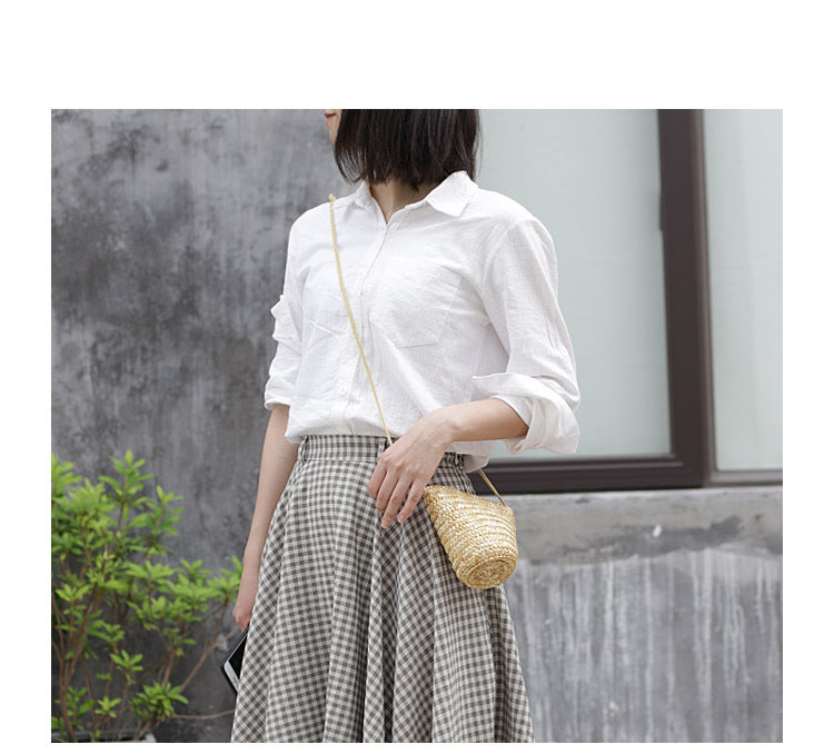 StrawBag Wheat Straw Female Beach Korean Style Handmade Straw Messenger Small Bag