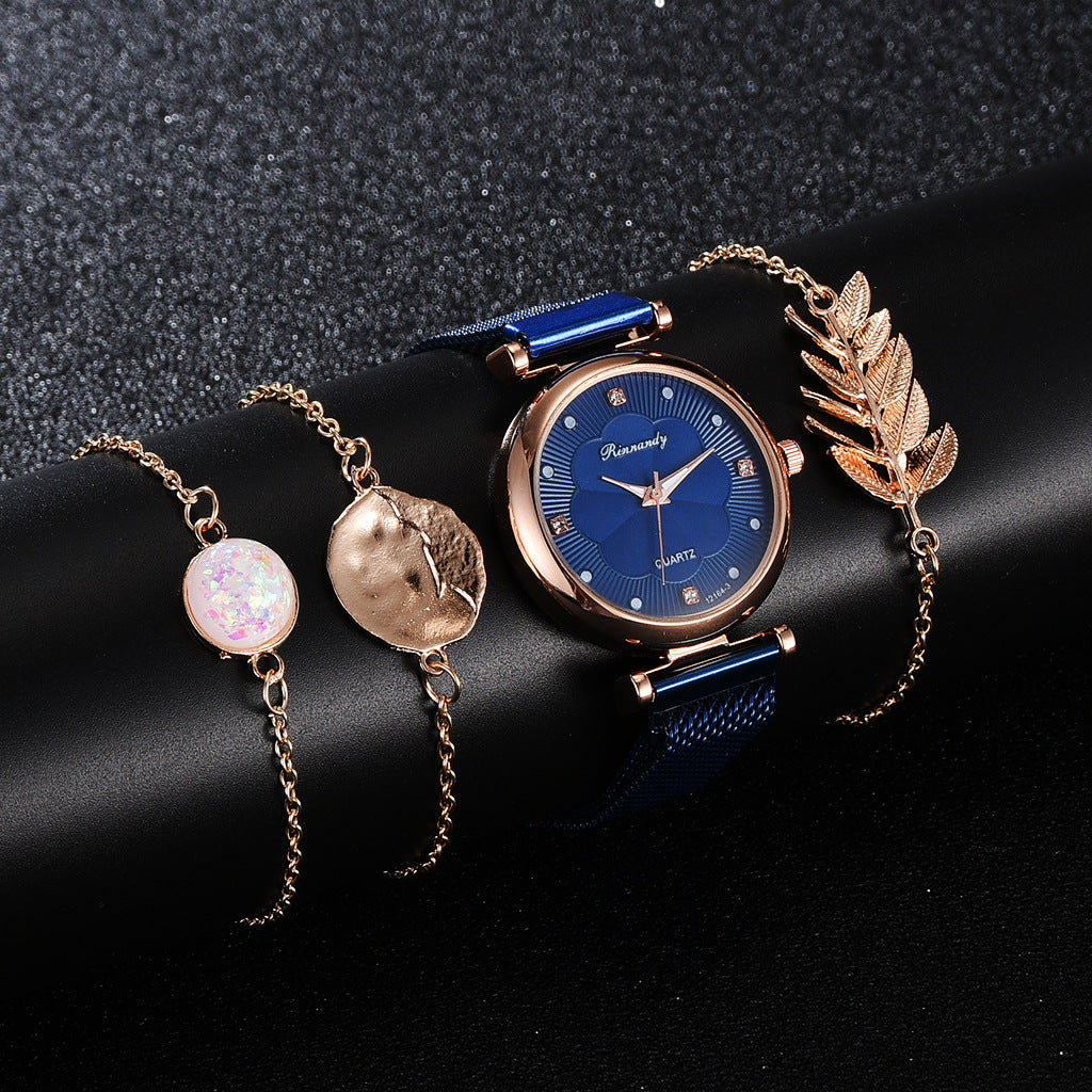 Cross-Border Niche Set Ladies Watch Fashion All-Match Alloy Mesh Strap Watch Factory Direct Stock