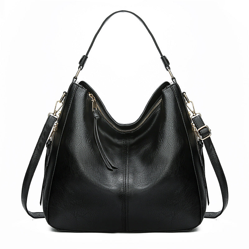 Hobos Zipper Bucket Bags With Adjustable Shoulder-strap Handbags Temperament High Capacity Messenger Shoulder Bag For Women