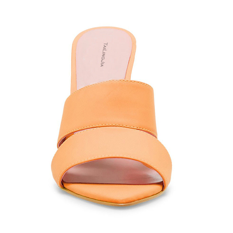 Large Size Fluorescent Color Fashion Stiletto Pointed Muller Sandals