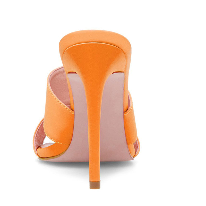 Large Size Fluorescent Color Fashion Stiletto Pointed Muller Sandals
