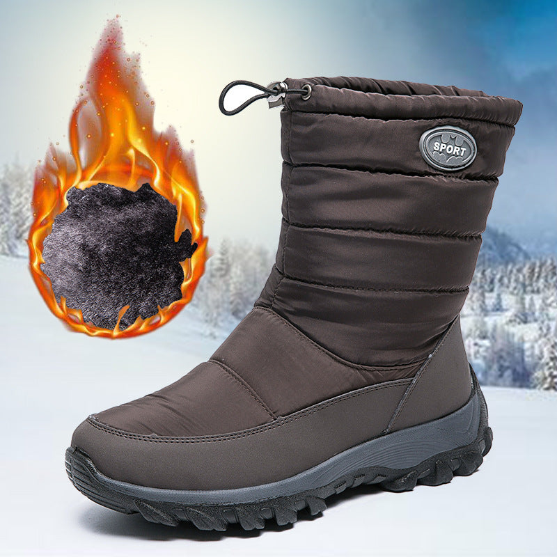 Winter Snow Boots Women's Plus Size Plus Velvet Thick Cotton Shoes Warm Mid-Tube Boots
