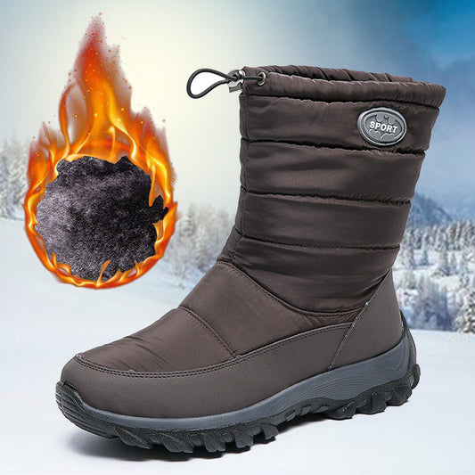 Winter Snow Boots Women's Plus Size Plus Velvet Thick Cotton Shoes Warm Mid-Tube Boots