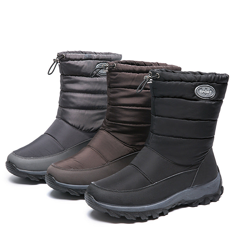 Winter Snow Boots Women's Plus Size Plus Velvet Thick Cotton Shoes Warm Mid-Tube Boots