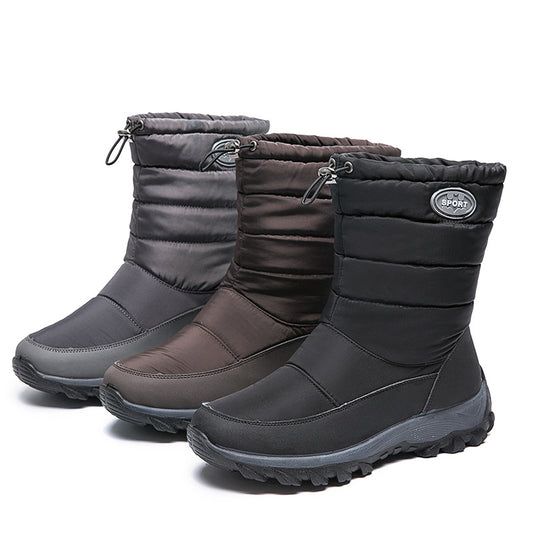 Winter Snow Boots Women's Plus Size Plus Velvet Thick Cotton Shoes Warm Mid-Tube Boots