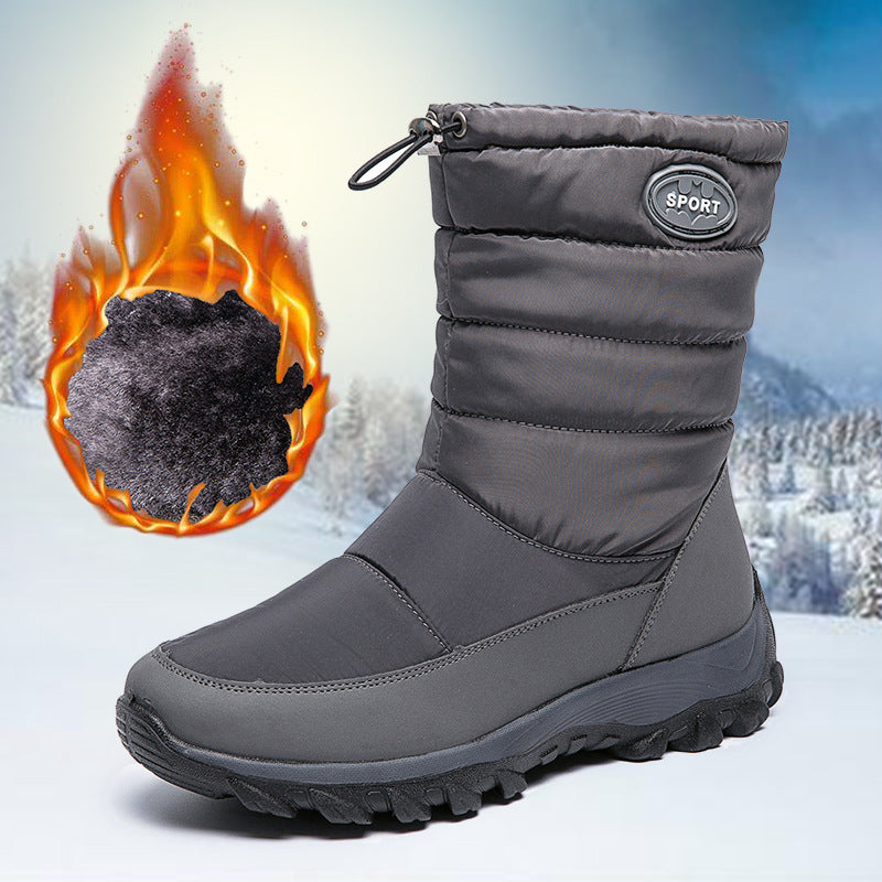 Winter Snow Boots Women's Plus Size Plus Velvet Thick Cotton Shoes Warm Mid-Tube Boots