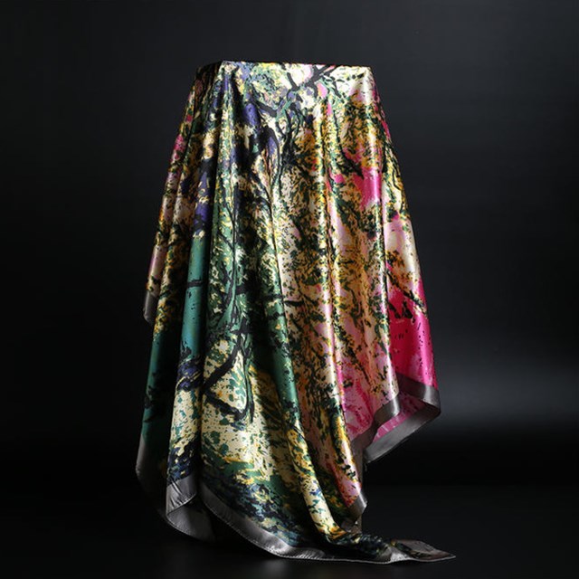 Sommer Silketørklæde Dame Leopardprint Foulard Firkantet Sjal