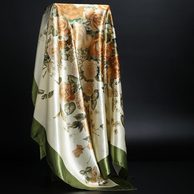 Sommer Silketørklæde Dame Leopardprint Foulard Firkantet Sjal