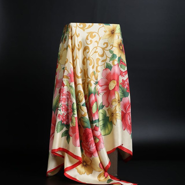 Sommer Silketørklæde Dame Leopardprint Foulard Firkantet Sjal