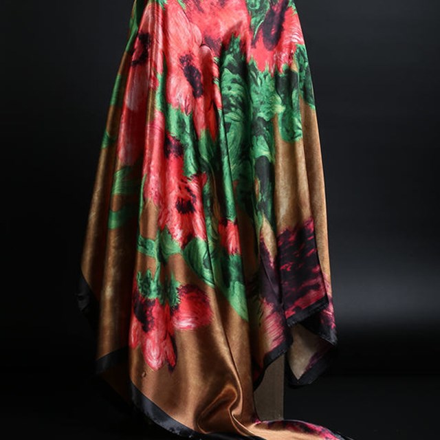 Sommer Silketørklæde Dame Leopardprint Foulard Firkantet Sjal
