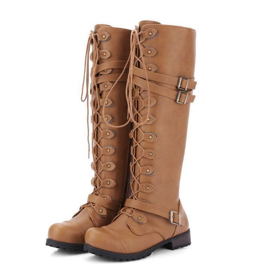 Square Root Rider Boots With Round Head Rivet Belt Buckle