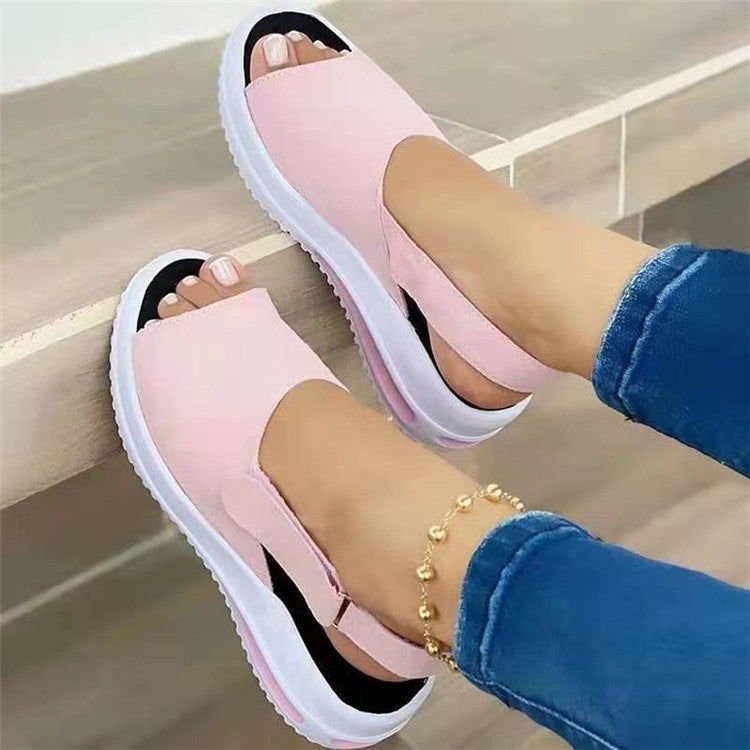 Fish-mouth Flat-heel Beach Low-top Shallow-mouth Large Size Sandals