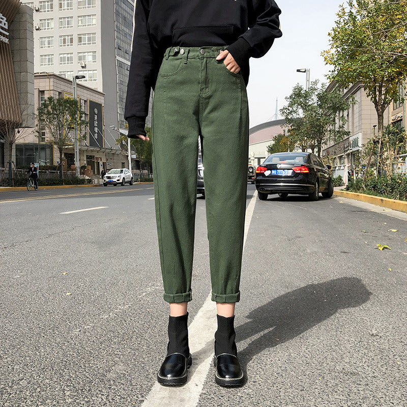 Highly Loose Wide-leg Straight-leg Casual Cropped Trousers
