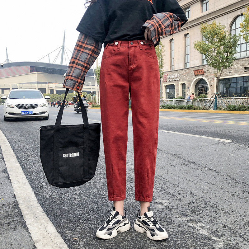 Highly Loose Wide-leg Straight-leg Casual Cropped Trousers