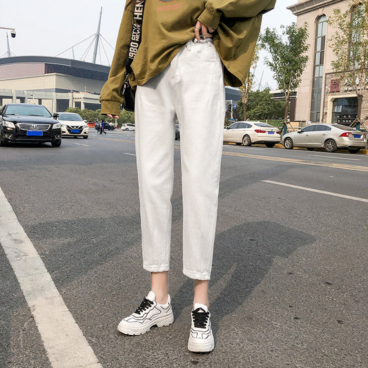 Highly Loose Wide-leg Straight-leg Casual Cropped Trousers