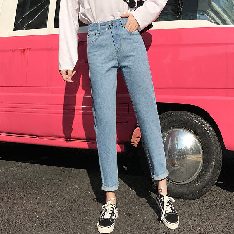 Women's Loose Harem Denim Cropped Trousers