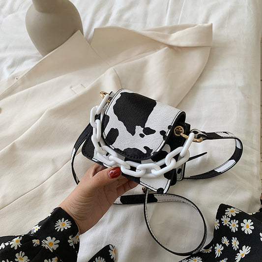 Fashion Printed Lock One Shoulder Messenger Bag Korean Lipstick Mini Square Bag