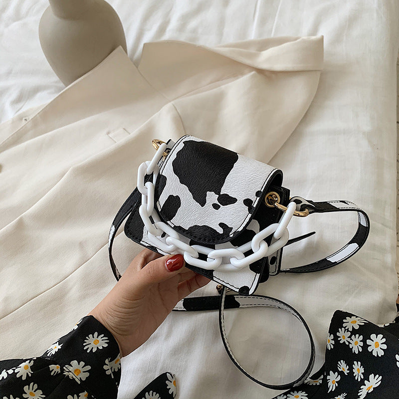 Fashion Printed Lock One Shoulder Messenger Bag Korean Lipstick Mini Square Bag