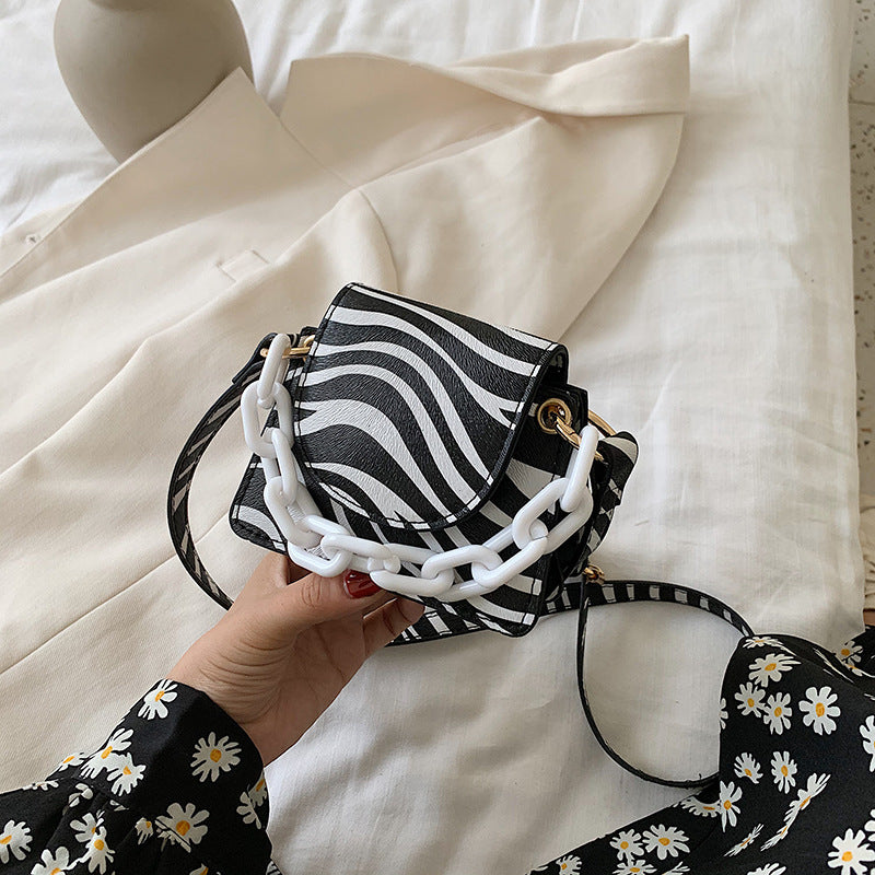 Fashion Printed Lock One Shoulder Messenger Bag Korean Lipstick Mini Square Bag