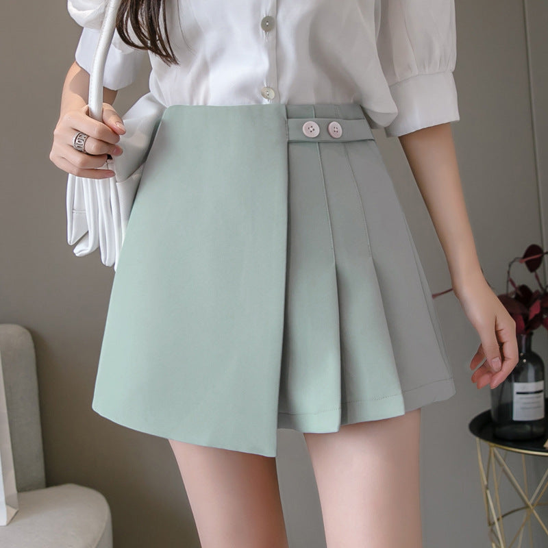 Pleated Skirt, Wearing Skirt Pants, Thin, Wide-legged A-line Shorts