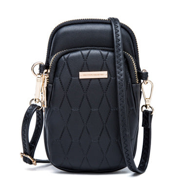 Korean Version Of Pu Checkered One-Shoulder Diagonal Bag