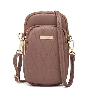 Korean Version Of Pu Checkered One-Shoulder Diagonal Bag