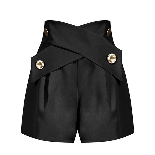 High Waist Slim Casual Wide Leg Shorts