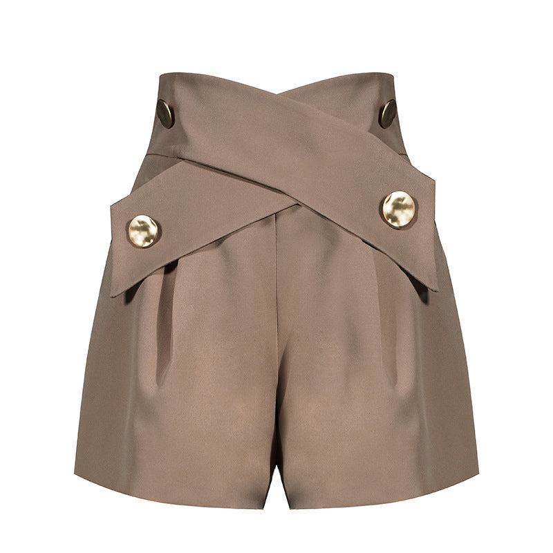 High Waist Slim Casual Wide Leg Shorts