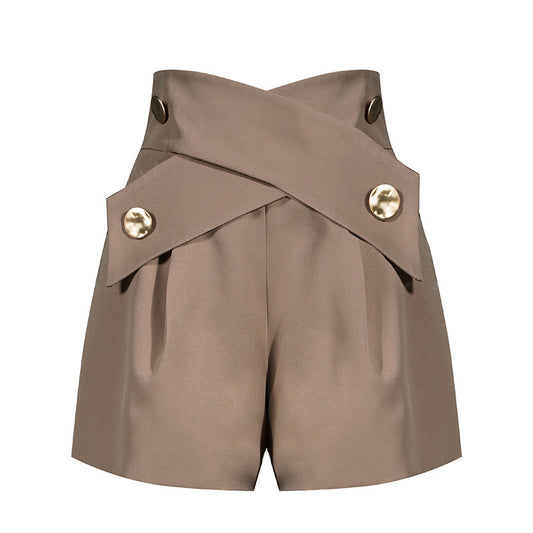 High Waist Slim Casual Wide Leg Shorts