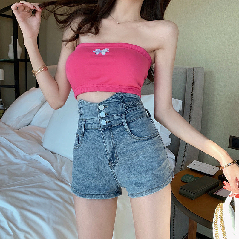 Design Stretch Slim Denim Three-point Shorts