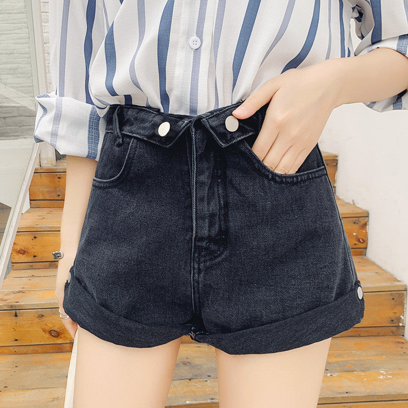 High-waisted Irregular High-waisted Light-colored Denim Shorts