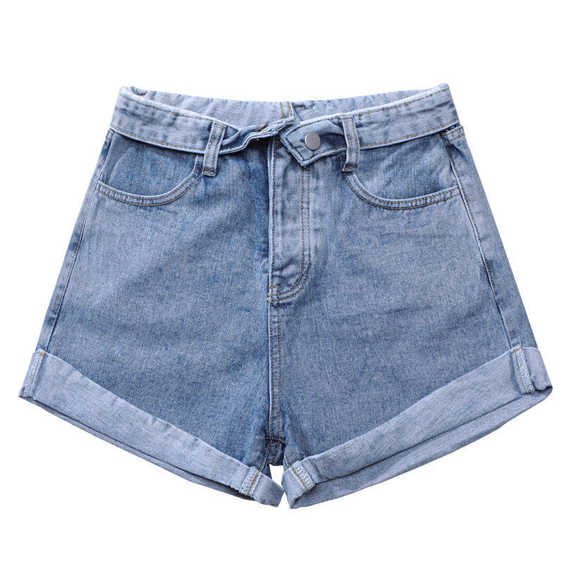 High-waisted Irregular High-waisted Light-colored Denim Shorts