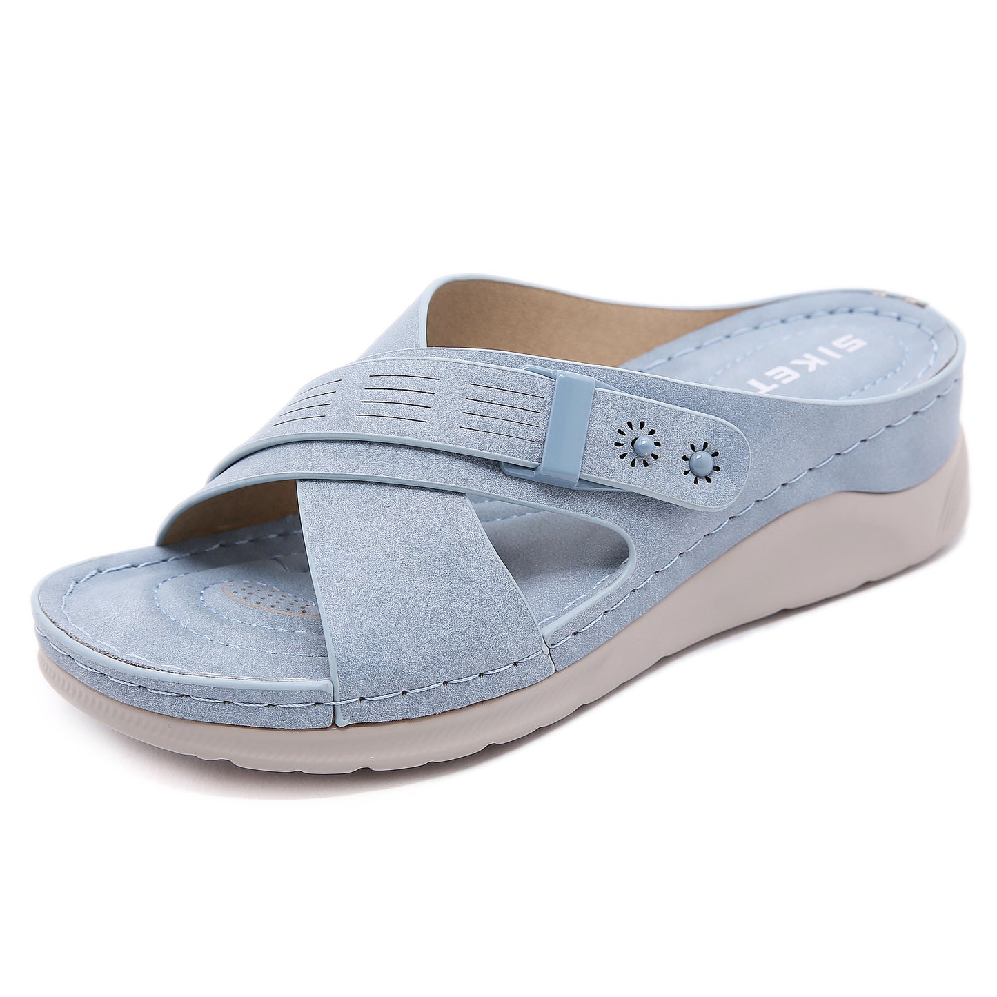 Women's Sandals Solid Color Car Line Plus Negative Wedge Slippers