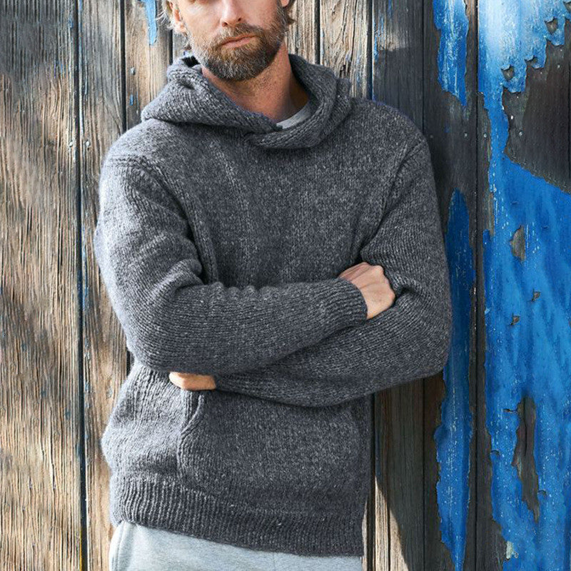 Fashion Solid Color Casual Sweater Men's Hooded Sweater