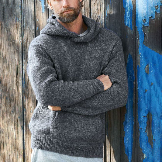 Fashion Solid Color Casual Sweater Men's Hooded Sweater